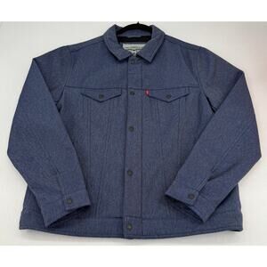 Levi's Blue Soft Shell Classic Trucker Jacket Water Resistant Fleece Lined L